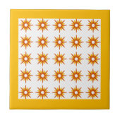 Mid-Century Oranje & Geel Starburst Patroon Tegeltje (Voorkant)