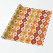 Mid Century Oranje Mod Stars op ogeenpatroon Cadeaupapier (Uitgerold)