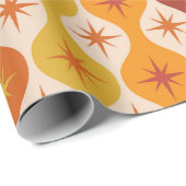 Mid Century Oranje Mod Stars op ogeenpatroon Cadeaupapier (Rol Hoek)