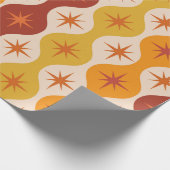 Mid Century Oranje Mod Stars op ogeenpatroon Cadeaupapier (Hoek)