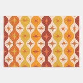 Mid Century Oranje Mod Stars op ogeenpatroon Inpakpapier Vel (Voorkant 2)