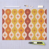 Mid Century Oranje Mod Stars op ogeenpatroon Tissuepapier (Craft)
