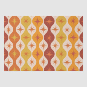 Mid Century Oranje Mod Stars op ogeenpatroon Tissuepapier