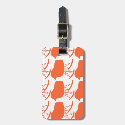 Mid-Century Oranje patroonstoel Silhouette Bagagelabel (Voorkant verticaal)