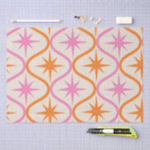 Mid Century Oranje roze Starbursts op Ogee Pattern Tissuepapier (Craft)