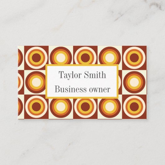 Mid Century Oranje Yellow Circle op pleinen Custom Visitekaartje (Voorkant)
