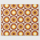 Mid Century Oranje Yellow Circles op pleinen Cadeaupapier (Vlak)