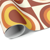 Mid Century Oranje Yellow Circles op pleinen Cadeaupapier (Rol Hoek)