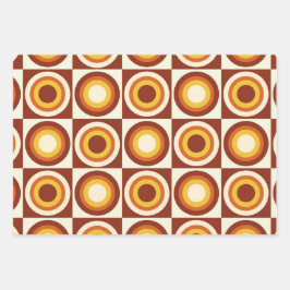 Mid Century Oranje Yellow Circles op pleinen Inpakpapier Vel