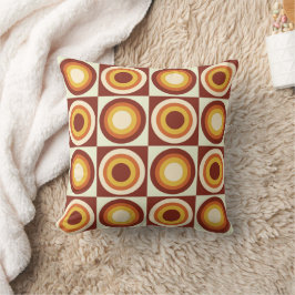 Mid Century Oranje Yellow Circles op pleinen Kussen