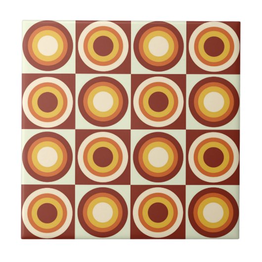 Mid Century Oranje Yellow Circles op pleinen Tegeltje (Voorkant)