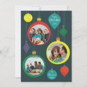 Mid Century Ornamenten Drie foto vakantie Kaart (Voorkant)