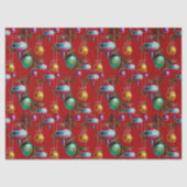 Mid-Century Ornaments On Red Tissuepapier (Voorkant)