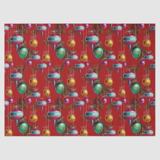 Mid-Century Ornaments On Red Tissuepapier (Voorkant)