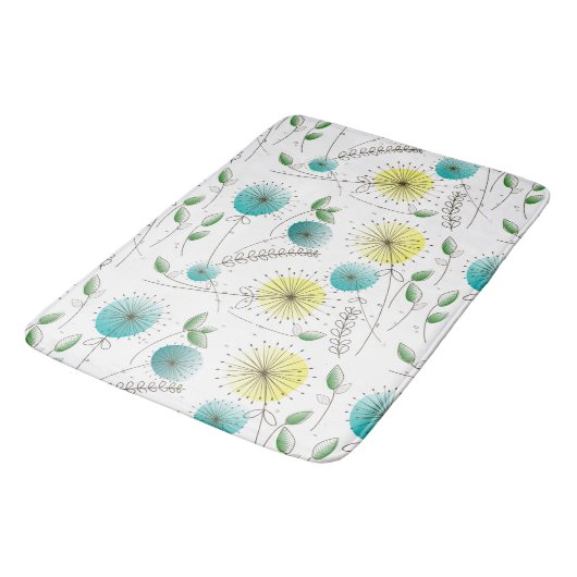 Mid-Century paardenbloem klokken geel en blauw Badmat (Gekanteld)