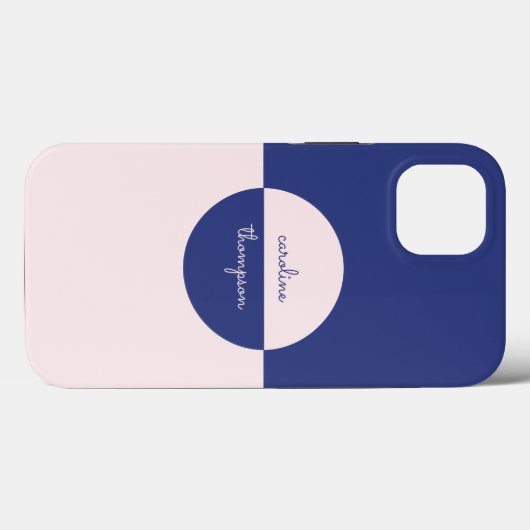 Mid Century Paarse Roze & Script Monogram Case-Mate iPhone Case (Achterkant (horizontaal))