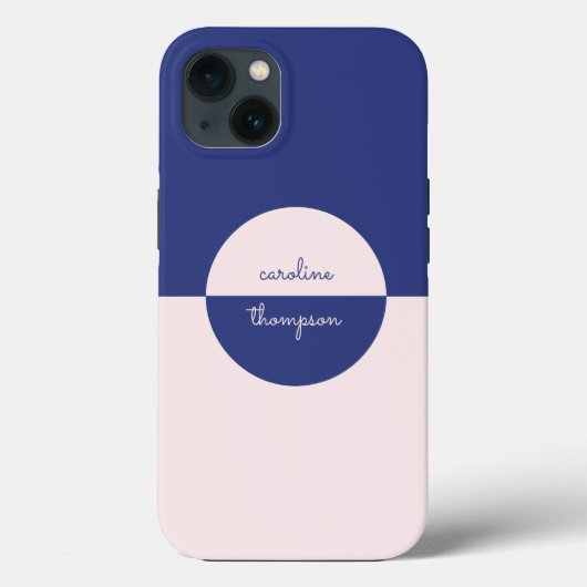 Mid Century Paarse Roze & Script Monogram Case-Mate iPhone Case (Achterkant)