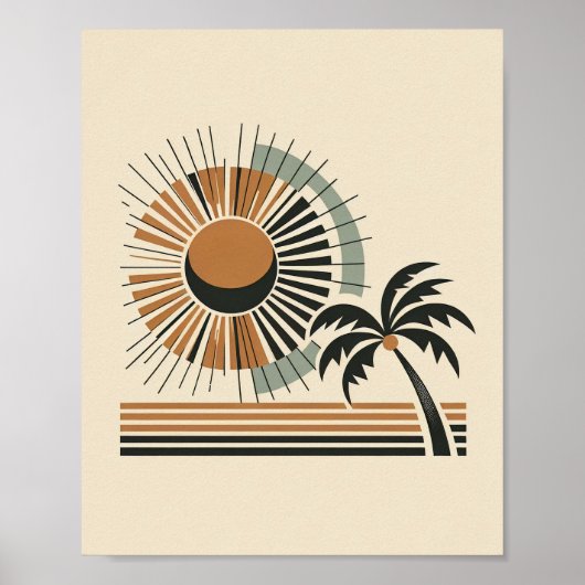 Mid-Century Palmboom Kunstposter Poster (Voorkant)