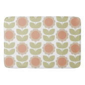  Mid-Century Pastel Pink Retro Floral Pattern Badmat (Voorkant)