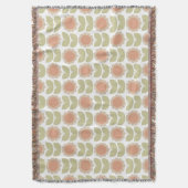 Mid-Century Pastel Pink Retro Floral Pattern Deken (Voorkant Verticaal)