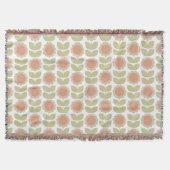  Mid-Century Pastel Pink Retro Floral Pattern Deken (Voorkant)