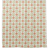  Mid-Century Pastel Pink Retro Floral Pattern Douchegordijn (Voorkant)