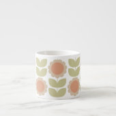  Mid-Century Pastel Pink Retro Floral Pattern Espresso Kop (Voorkant)