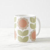  Mid-Century Pastel Pink Retro Floral Pattern Koffiemok (Voorkant rechts)
