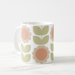  Mid-Century Pastel Pink Retro Floral Pattern Koffiemok