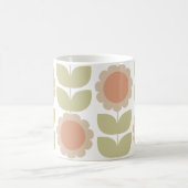  Mid-Century Pastel Pink Retro Floral Pattern Koffiemok (Center)