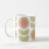  Mid-Century Pastel Pink Retro Floral Pattern Koffiemok (Links)