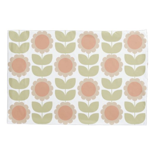 Mid-Century Pastel Pink Retro Floral Pattern Kussensloop (Achterkant-Links)