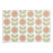 Mid-Century Pastel Pink Retro Floral Pattern Kussensloop (Voorkant-Rechts)