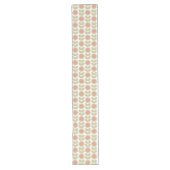  Mid-Century Pastel Pink Retro Floral Pattern Lange Tafelloper (Voorkant)