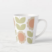  Mid-Century Pastel Pink Retro Floral Pattern Latte Mok (Rechts)