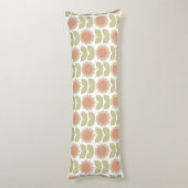 Mid-Century Pastel Pink Retro Floral Pattern Lichaamskussen (Achterkant (Verticaal))