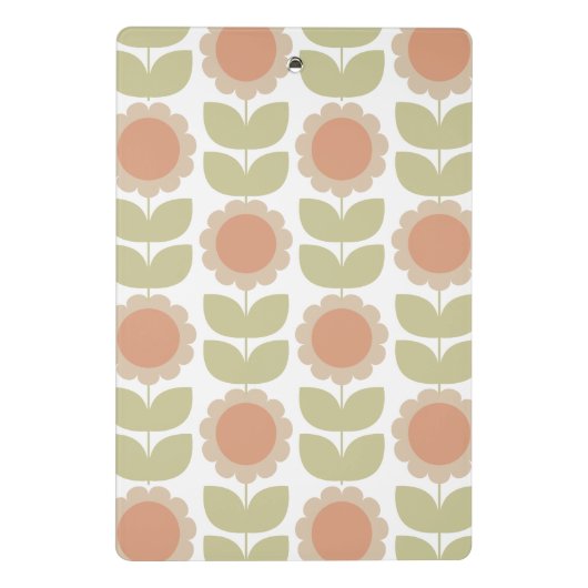  Mid-Century Pastel Pink Retro Floral Pattern Mini Klembord (Achterkant)