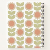  Mid-Century Pastel Pink Retro Floral Pattern Notitieboek (Achterkant)