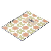  Mid-Century Pastel Pink Retro Floral Pattern Notitieboek (Linkerzijde)