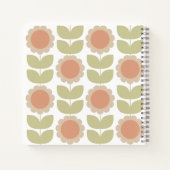  Mid-Century Pastel Pink Retro Floral Pattern Notitieboek (Achterkant)
