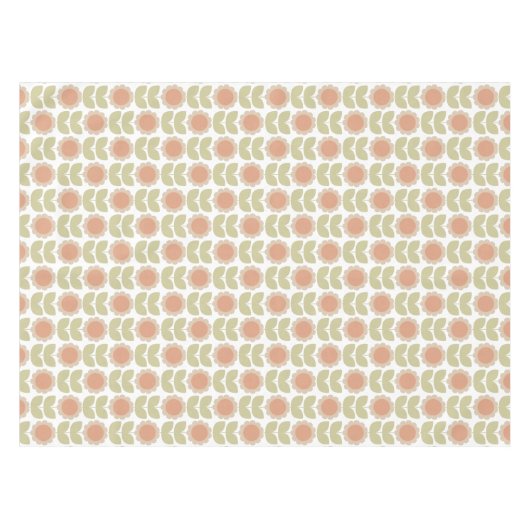  Mid-Century Pastel Pink Retro Floral Pattern Tafelkleed (Voorkant (Horizontaal))