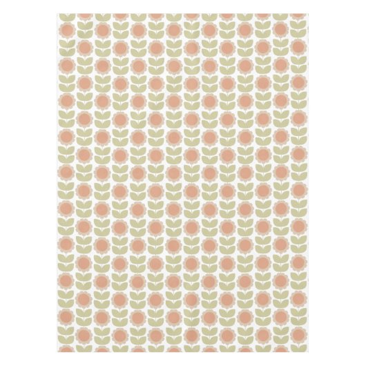 Mid-Century Pastel Pink Retro Floral Pattern Tafelkleed (Voorkant)