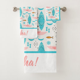 Mid Century Pink Catamaran Bad Handdoek