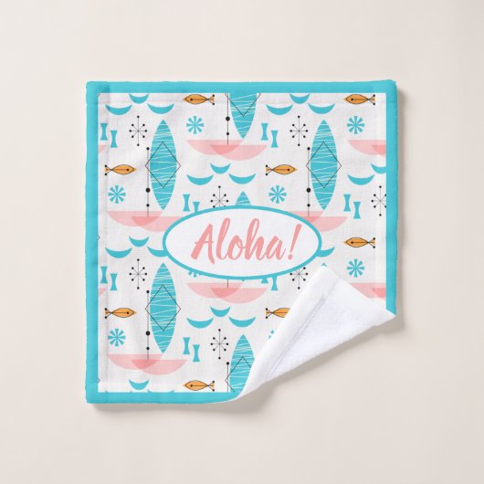 Mid Century Pink Catamaran Bad Handdoek (Wasdoekje)