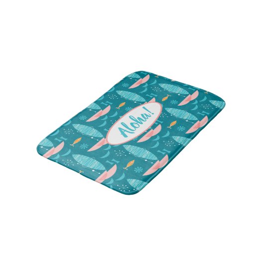 Mid Century Pink Catamaran - Blue Background Badmat (Gekanteld)