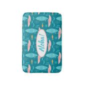 Mid Century Pink Catamaran - Blue Background Badmat (Voorkant Verticaal)