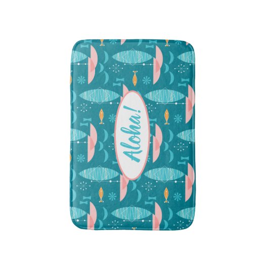 Mid Century Pink Catamaran - Blue Background Badmat (Voorkant Verticaal)