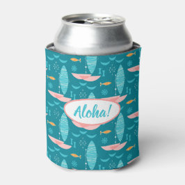 Mid Century Pink Catamaran - Blue Background Blikjeskoeler