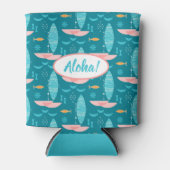 Mid Century Pink Catamaran - Blue Background Blikjeskoeler (Voorkant)