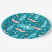 Mid Century Pink Catamaran - Blue Background Papieren Bordje (Gekanteld)